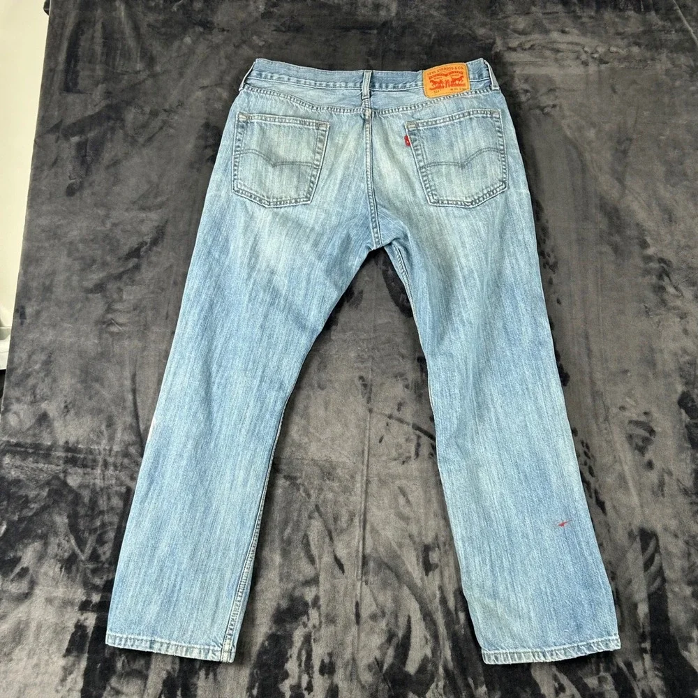 Levi's 514 Jeans Mens 36x30 Blue Straight Fit Distressed Light Wash Denim